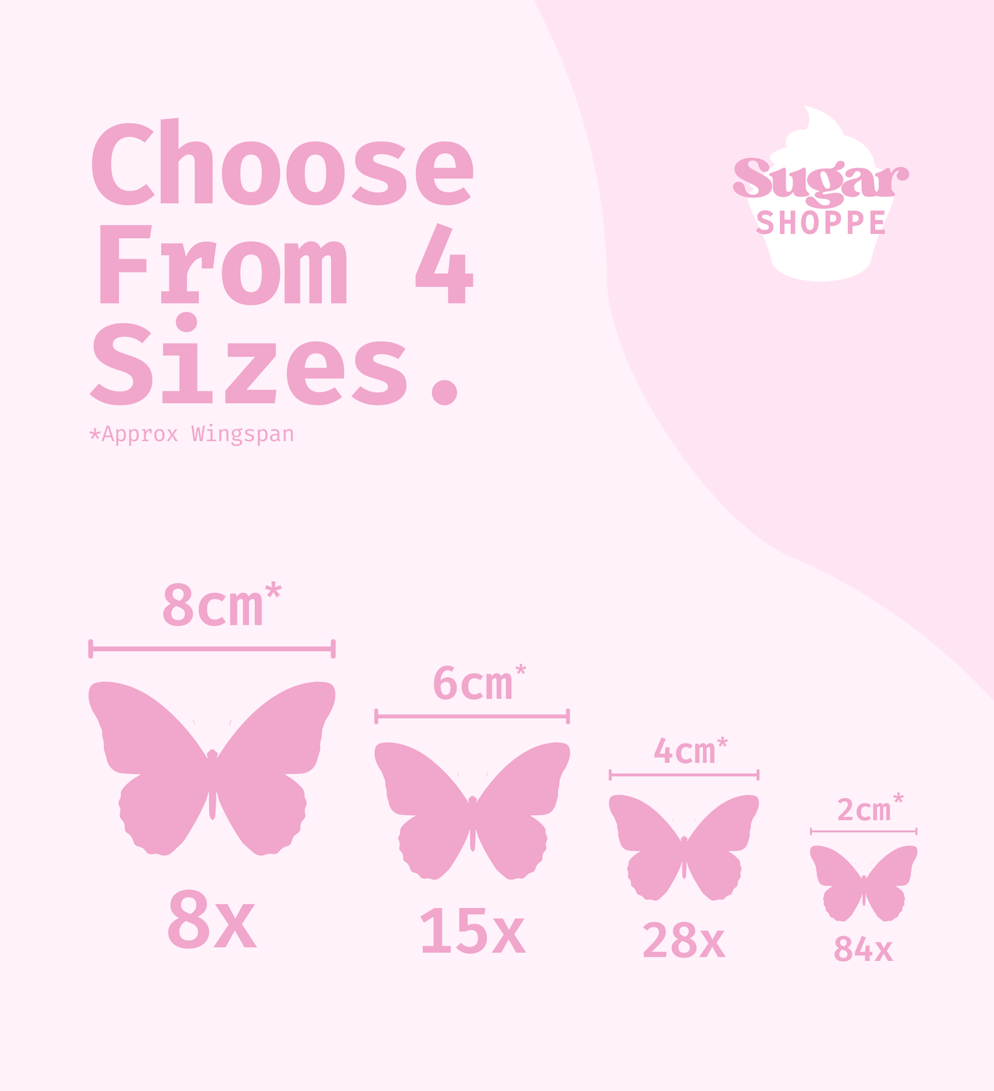 Pink Edible Butterflies (Pre-Cut) | Butterfly Cake & Cupcake Toppers