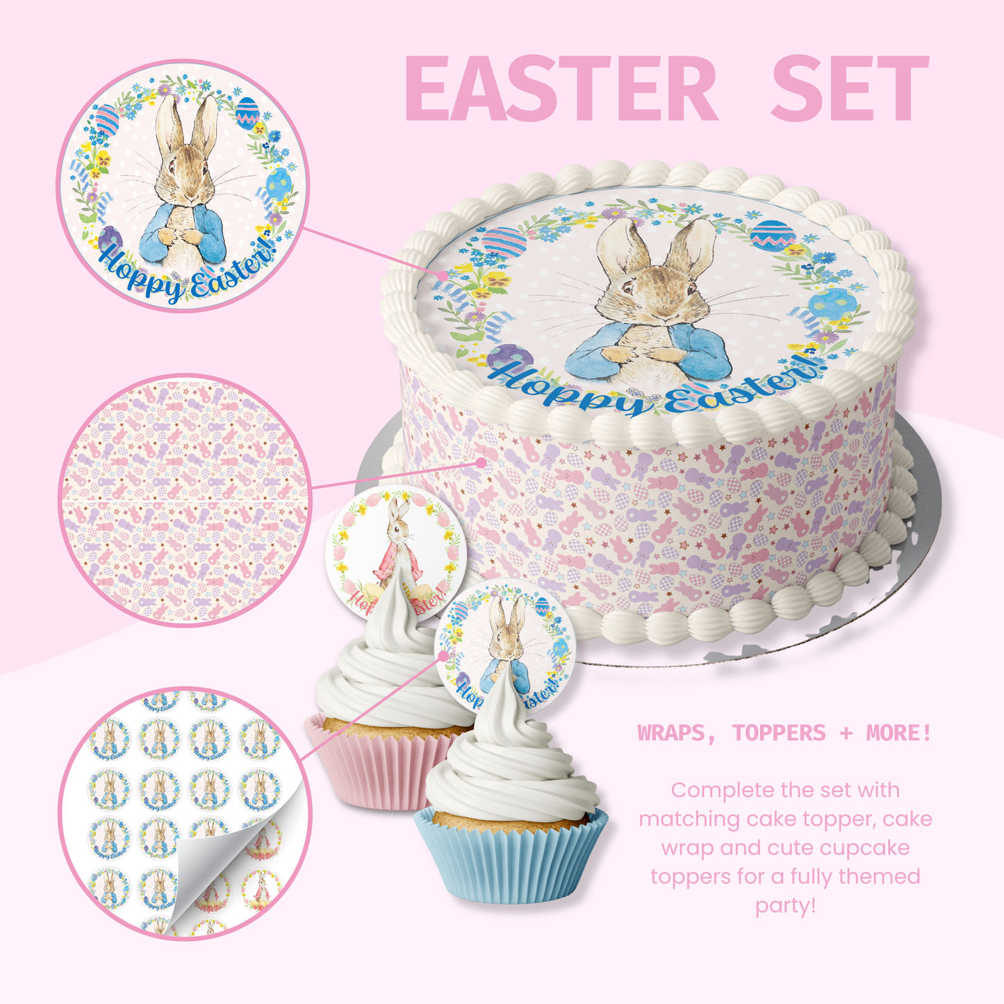 Peter Rabbit Easter Blue Cupcake & Cookie Toppers