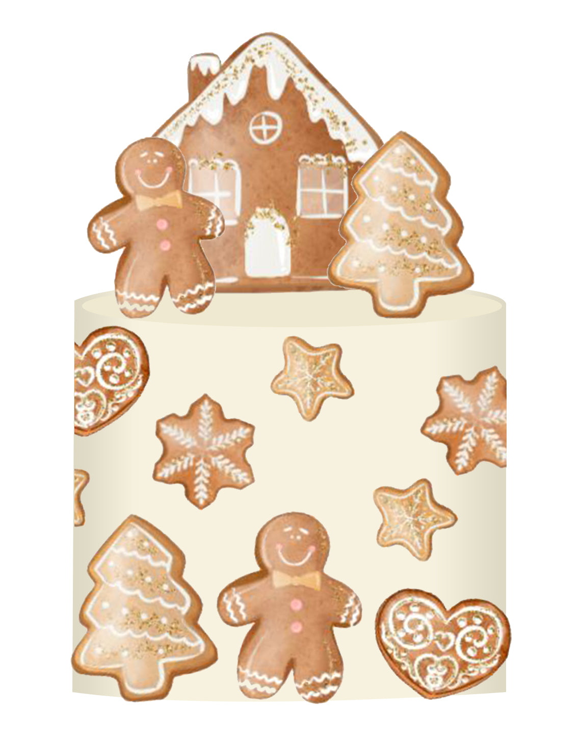 Christmas party edible cake decorations icing wafer Gingerbread house gingerbreadman snowflakes holiday Festive