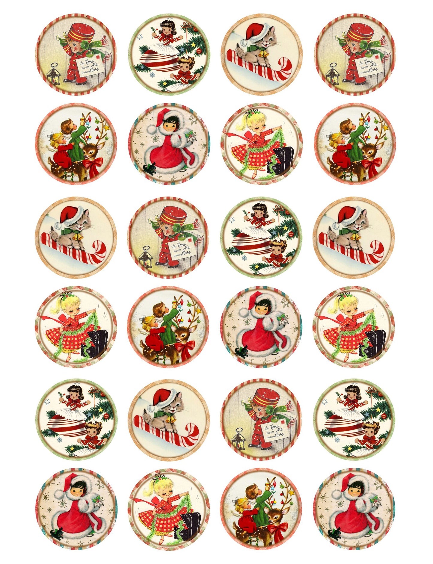 Vintage Christmas Cupcake & Cookie Toppers