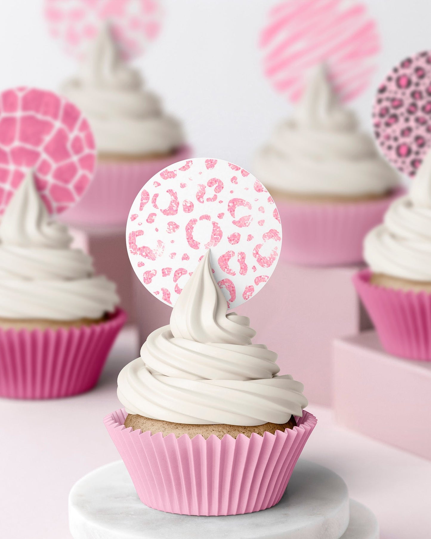 animal print jungle tiger leopard zebra patterns edible wafer icing cupcake toppers pink girls fashion