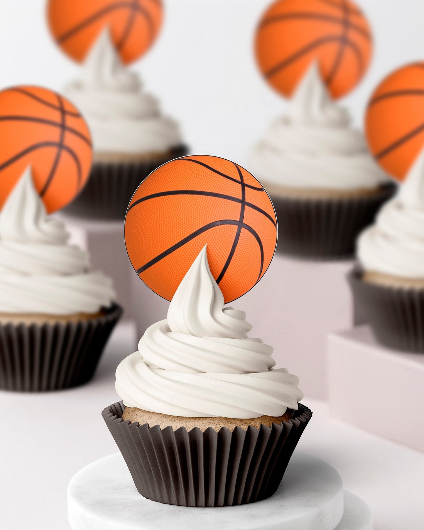 edible cupcake toppers wafer icing basketball sports