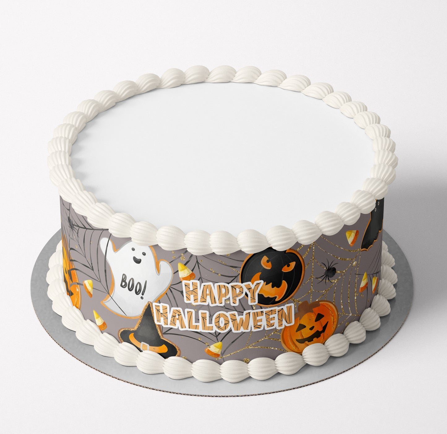 Happy Halloween edible cake wrap icing wafer ghost spiders candy corn witch party decorations