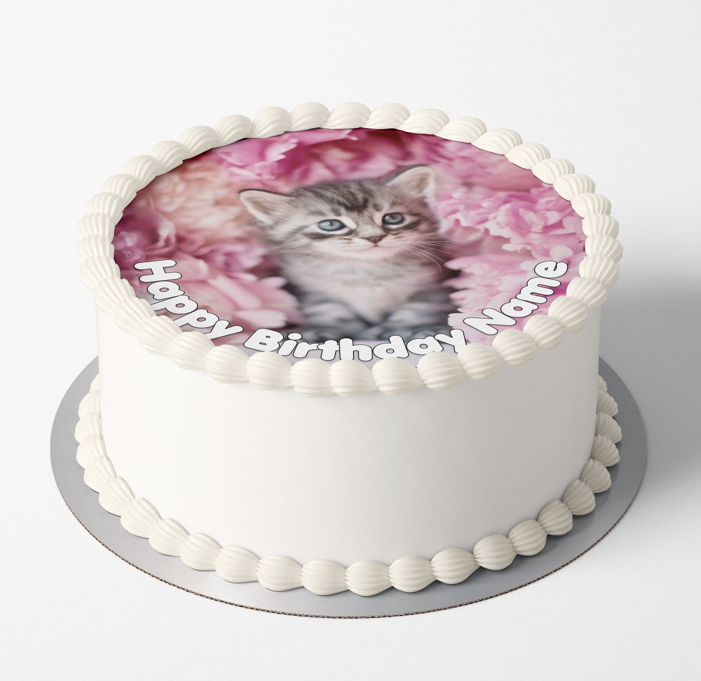 Cute Kitten & Flowers Cake Topper