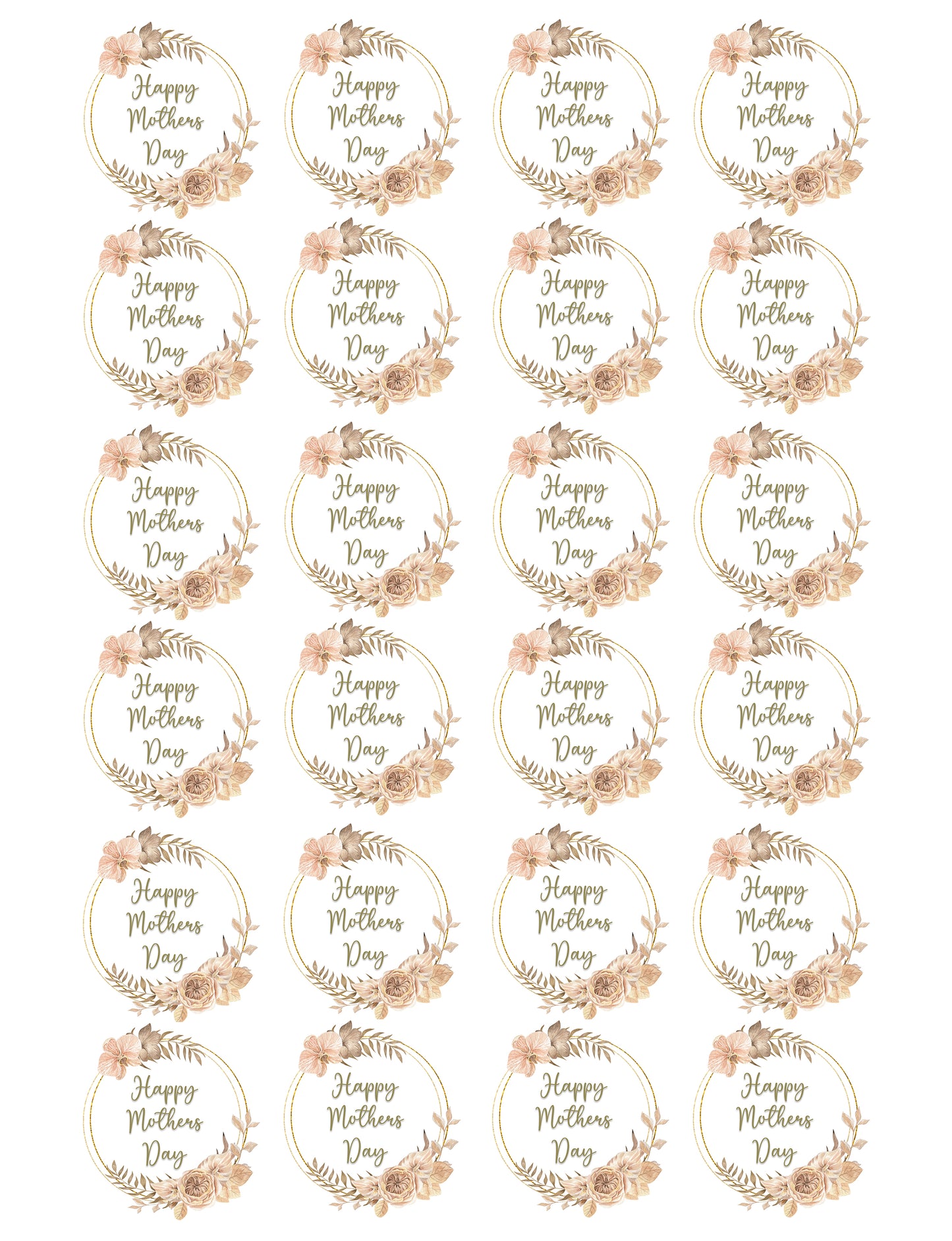 Floral Boho Customisable Mothers Day Cupcake & Cookie Toppers