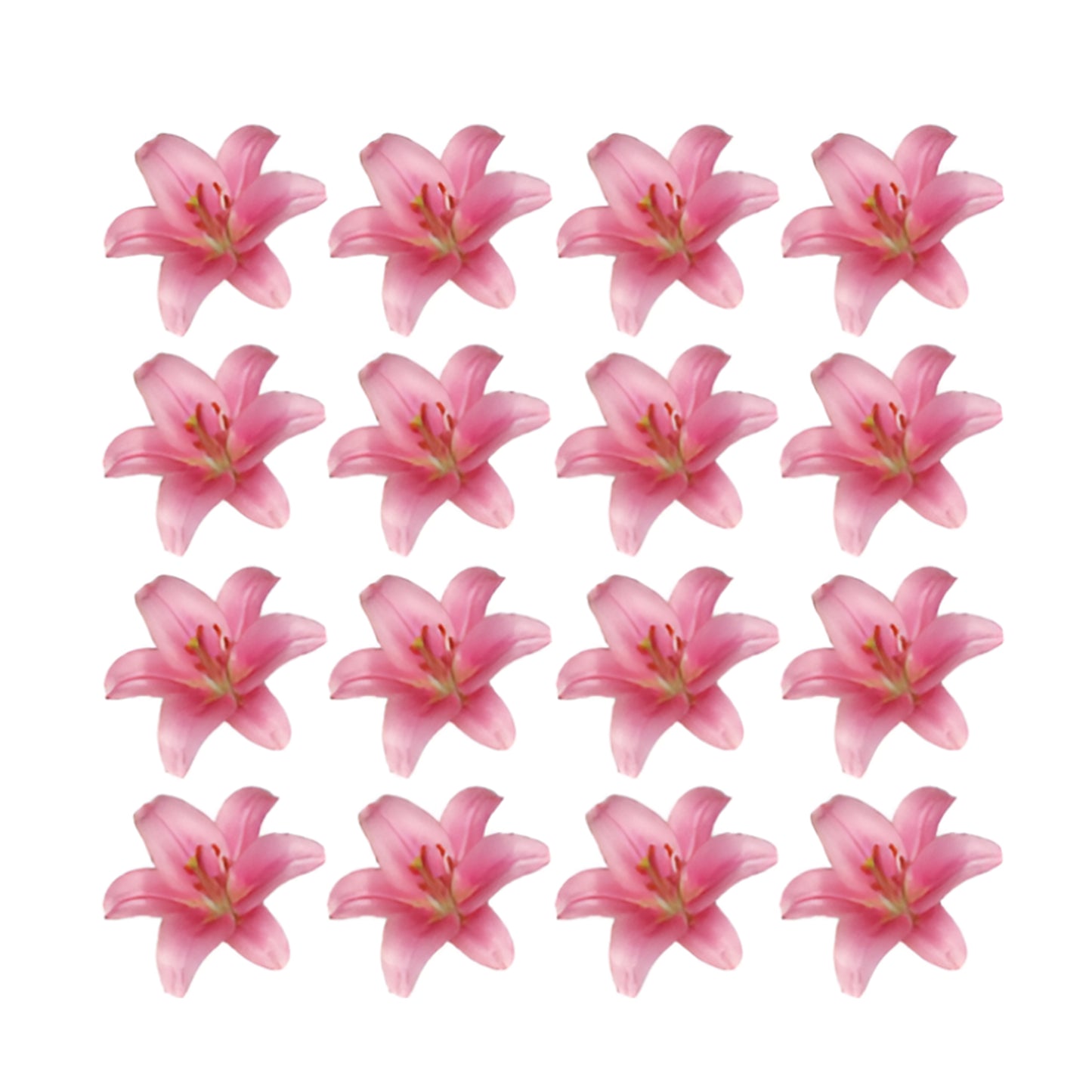 Pretty pink Lily Flowers edible wafer or icing cake cupcake