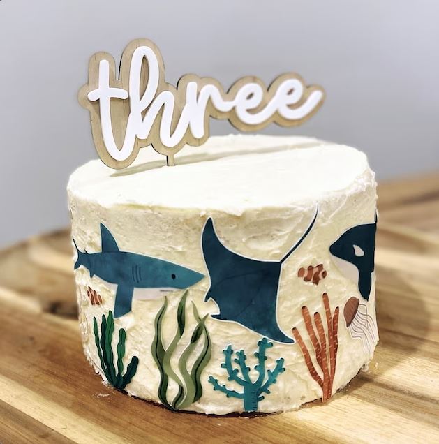 Pastel Blue Under the Sea Ocean Friends Precut Scene