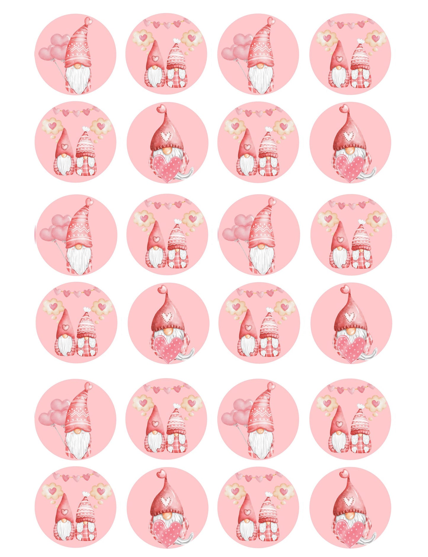 Valentines Gnomes Cupcake & Cookie Toppers