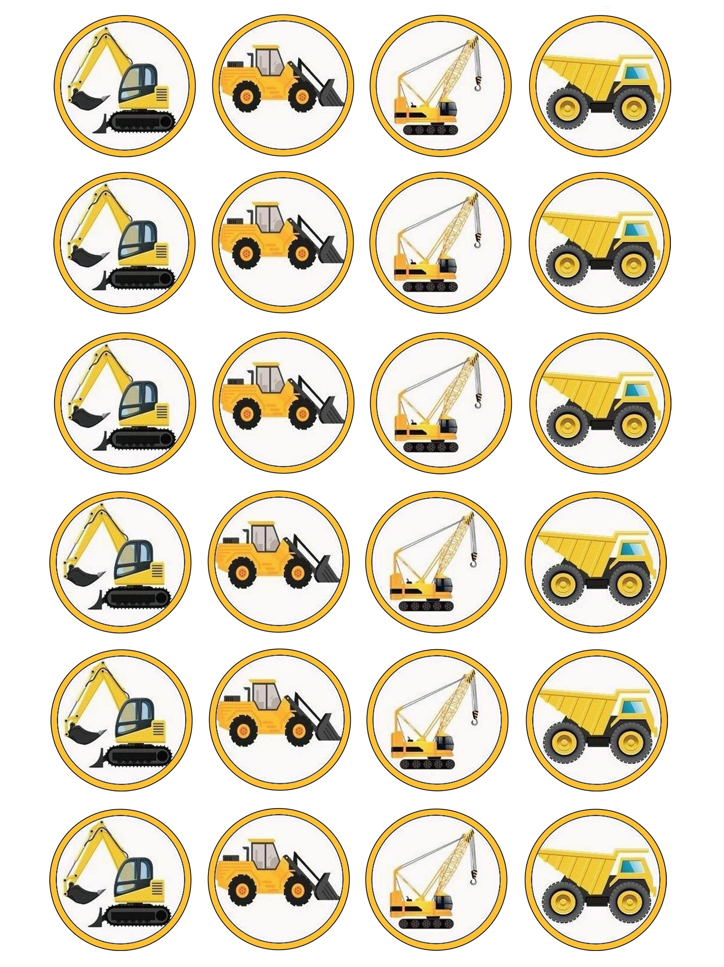 Construction Trucks Cupcake & Cookie Toppers