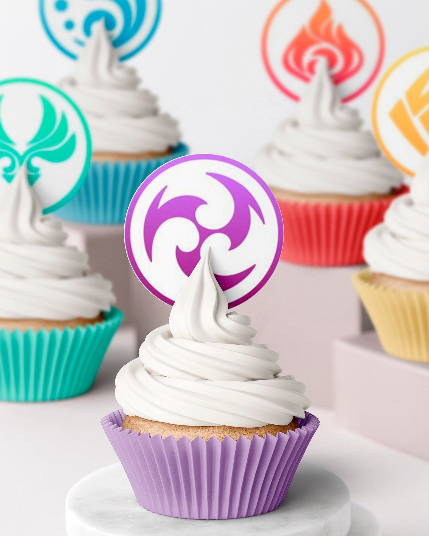 edible wafer icing cupcake toppers genshin impact elements
