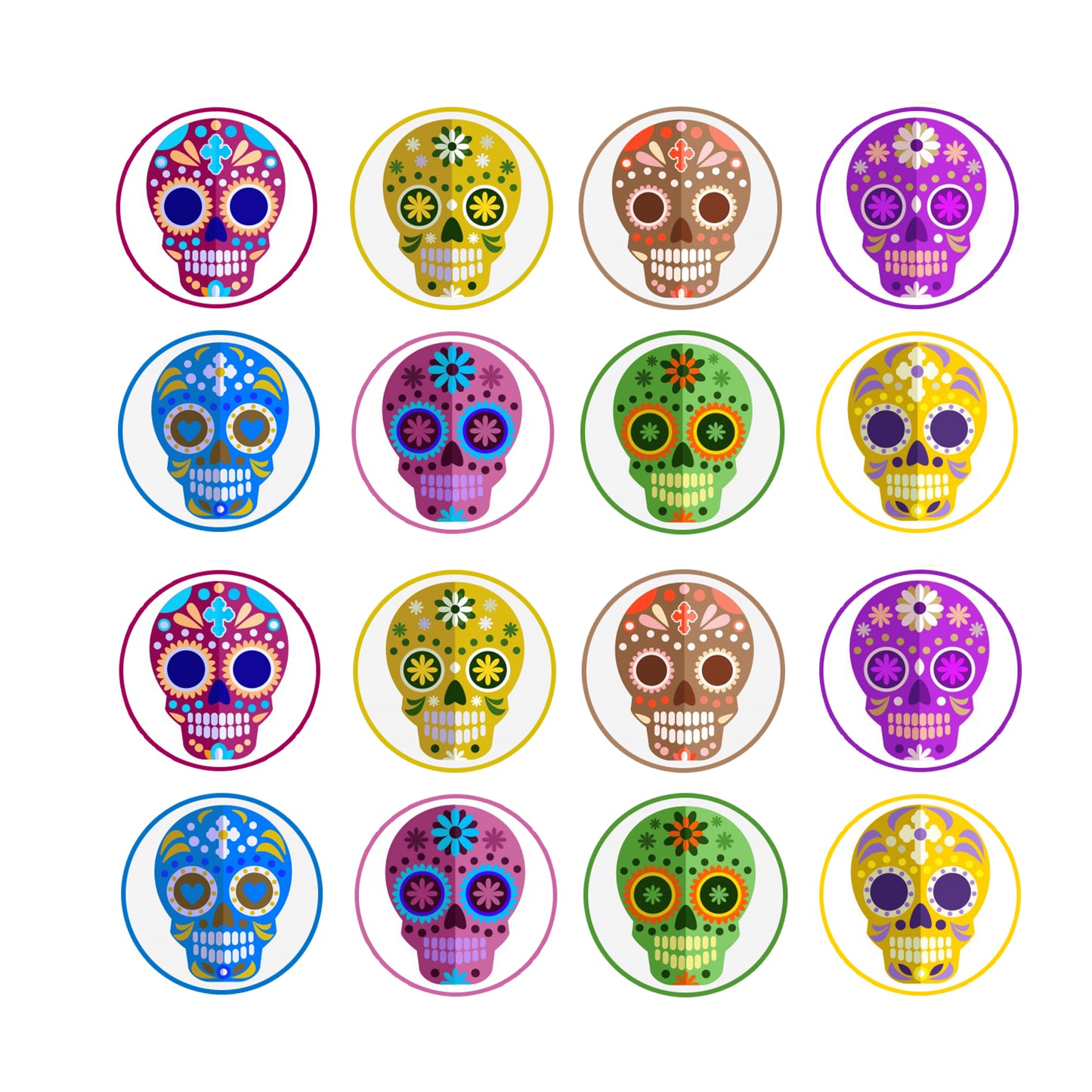 Sugar Skulls Cupcake & Cookie Toppers