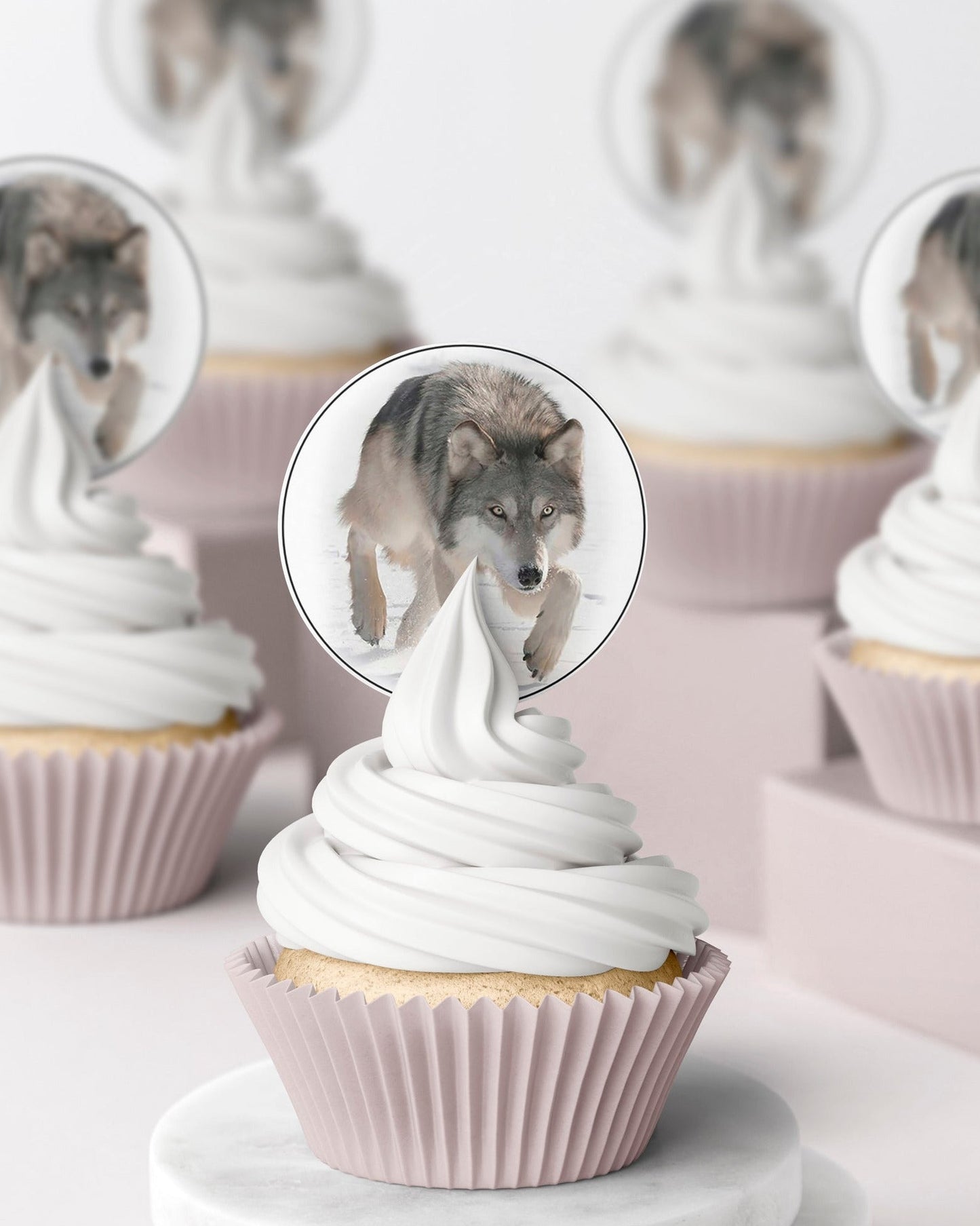 edible wafer icing cupcake toppers wolf
