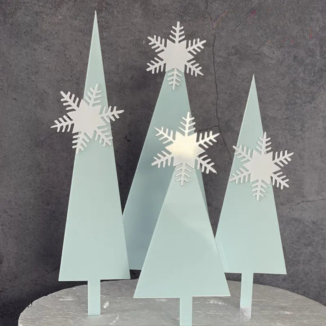 Merry Christmas Winter Forest Acrylic Cake Topper Set
