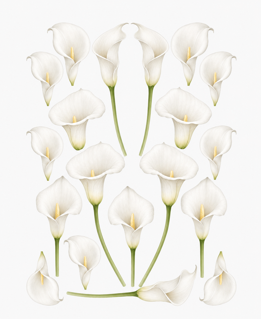 Pretty white Calla Lily Peace Lily Flowers edible wafer or icing cake cupcake wedding