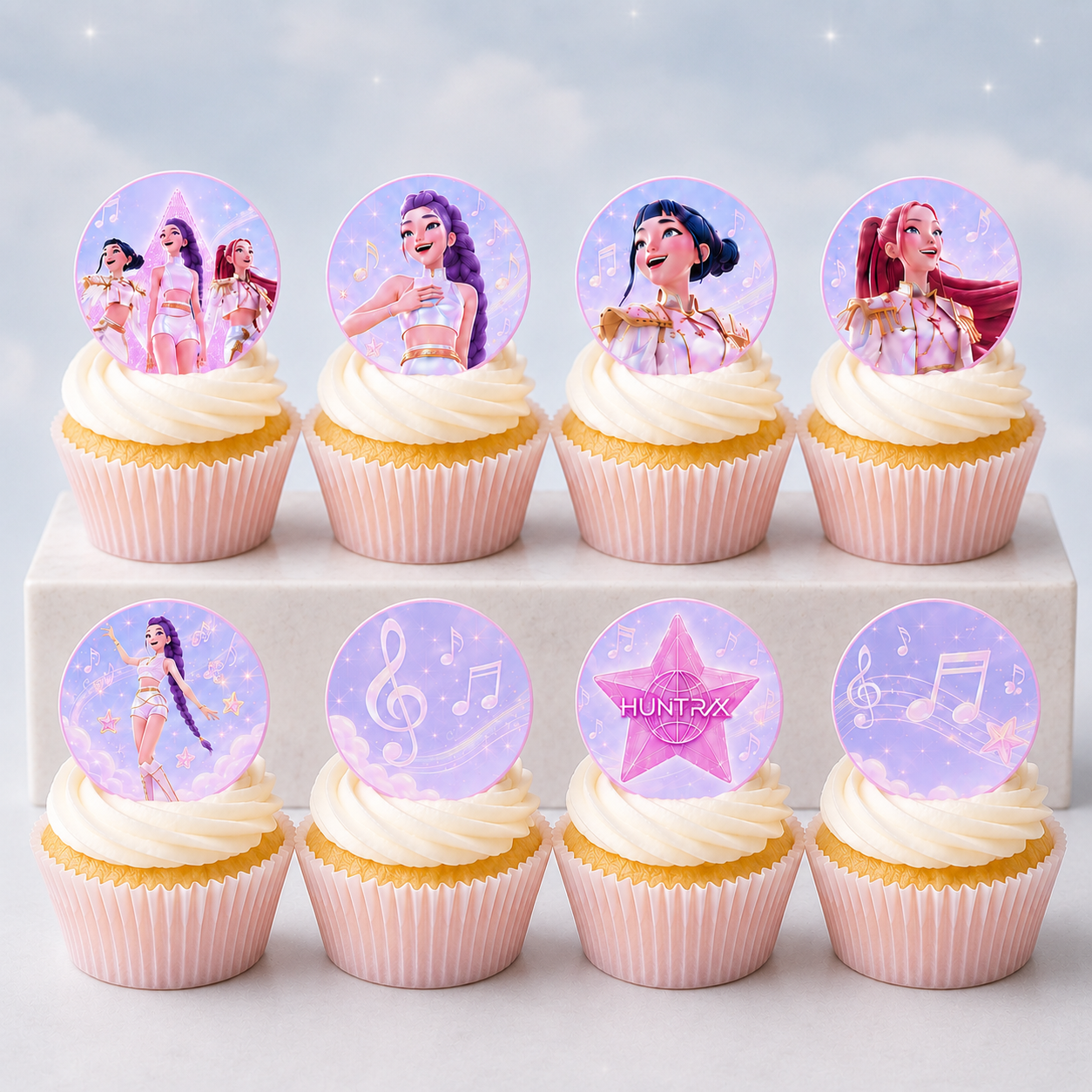 edible wafer icing cupcake toppers Kpop Demon Hunters HUNTRX Golden Girls Dreamy cloud Cake decorations