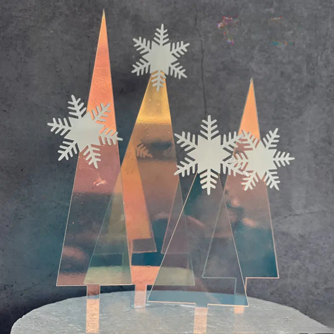 Merry Christmas Winter Forest Acrylic Cake Topper Set