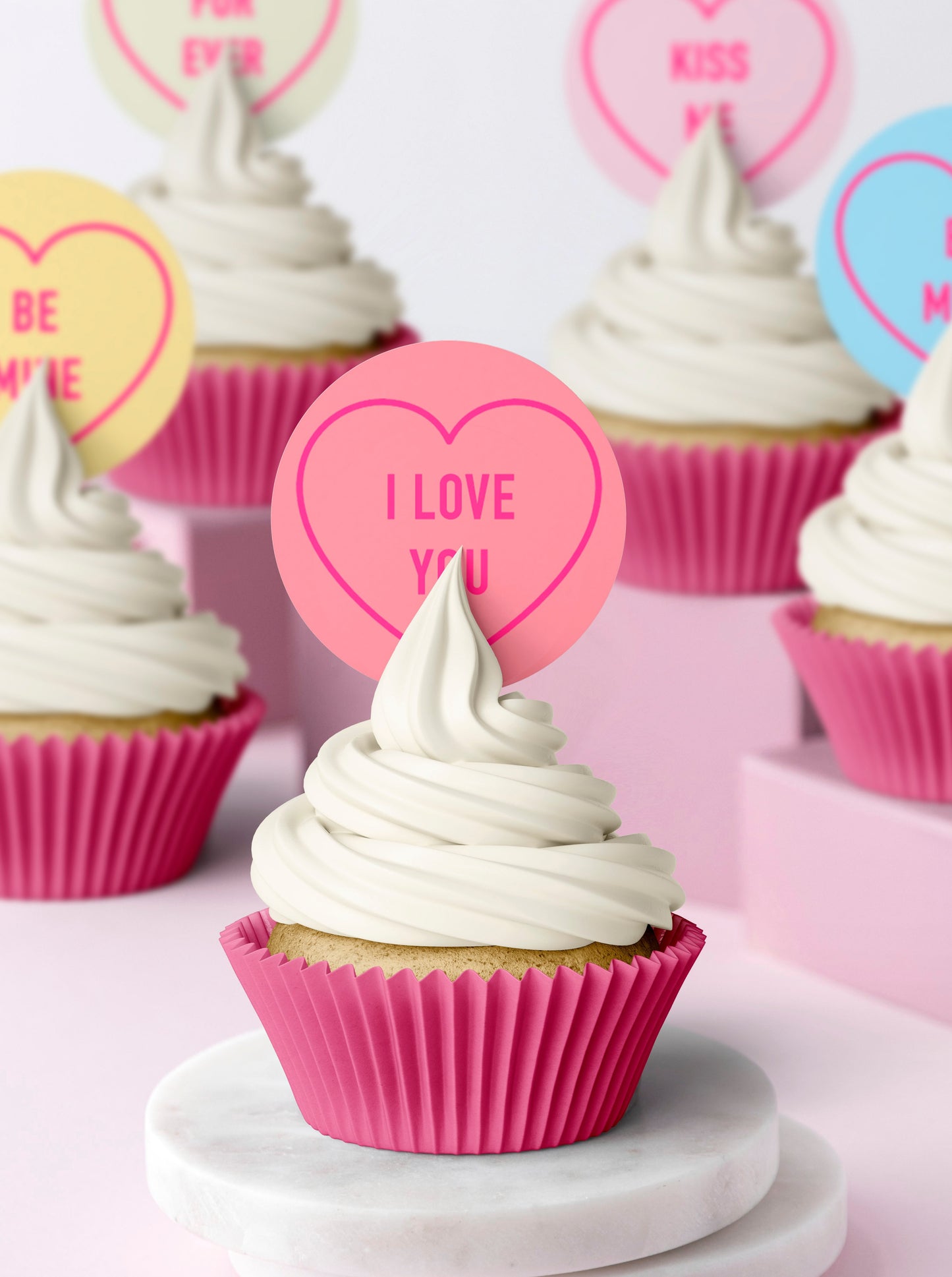 Candy Hearts Cupcake & Cookie Toppers