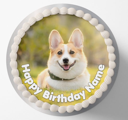 Cute Corgi dog puppy Edible wafer icing cake topper decoration gluten free