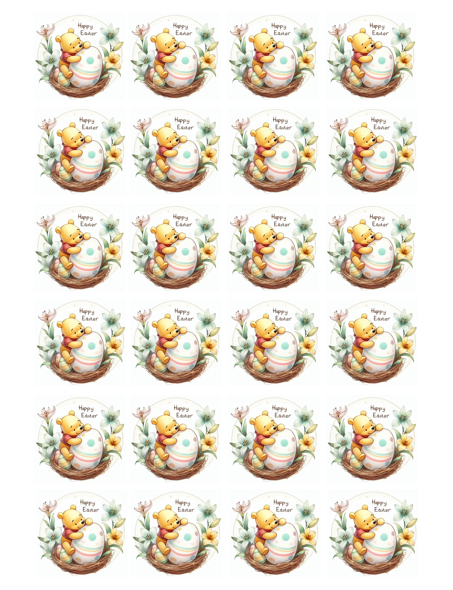Easter Winnie the Pooh Cupcake & Cookie Toppers