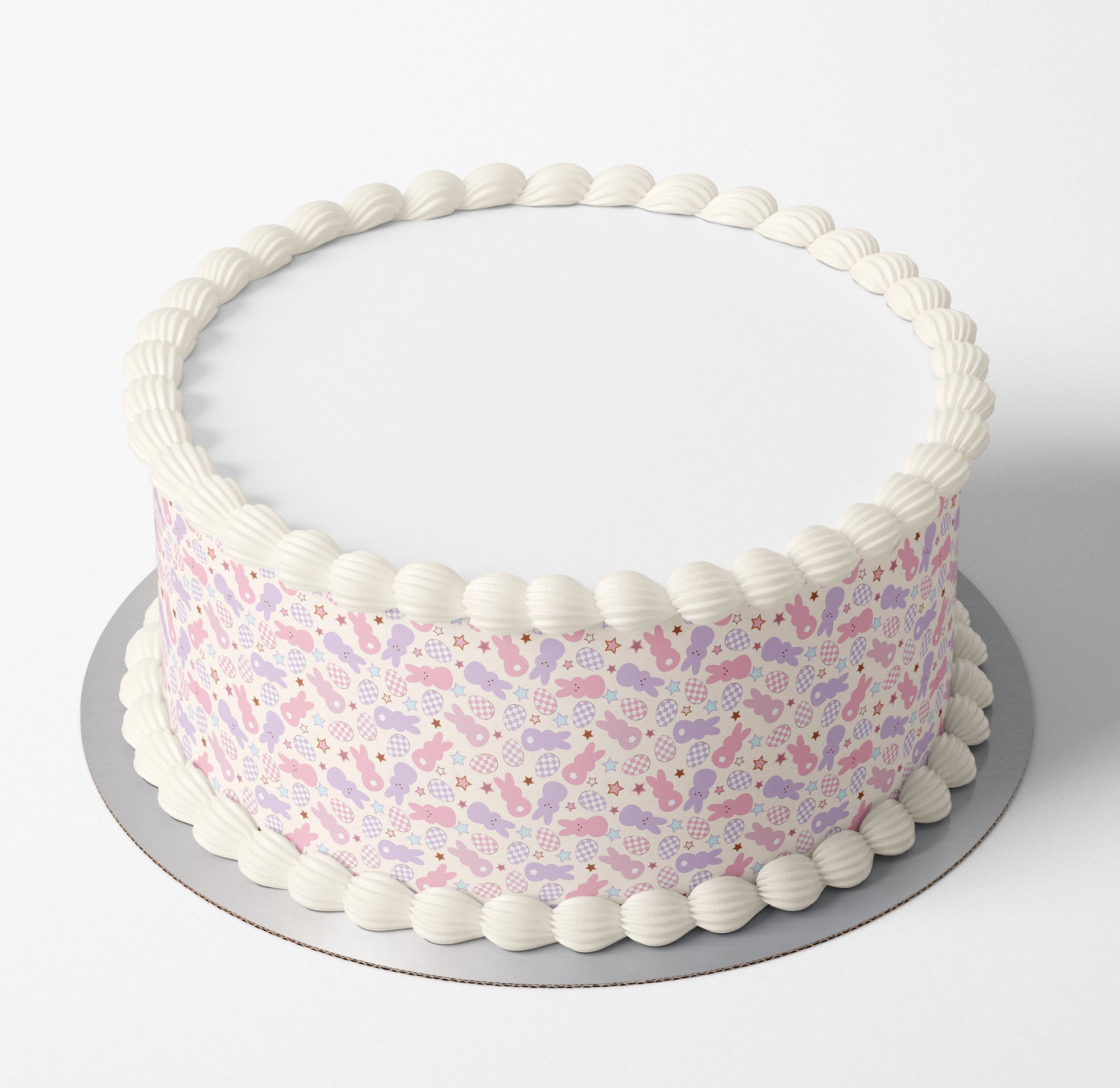 Cute pink and purple Easter Bunny Easter Egg edible wafer or icing cake wrap special occasions Easter