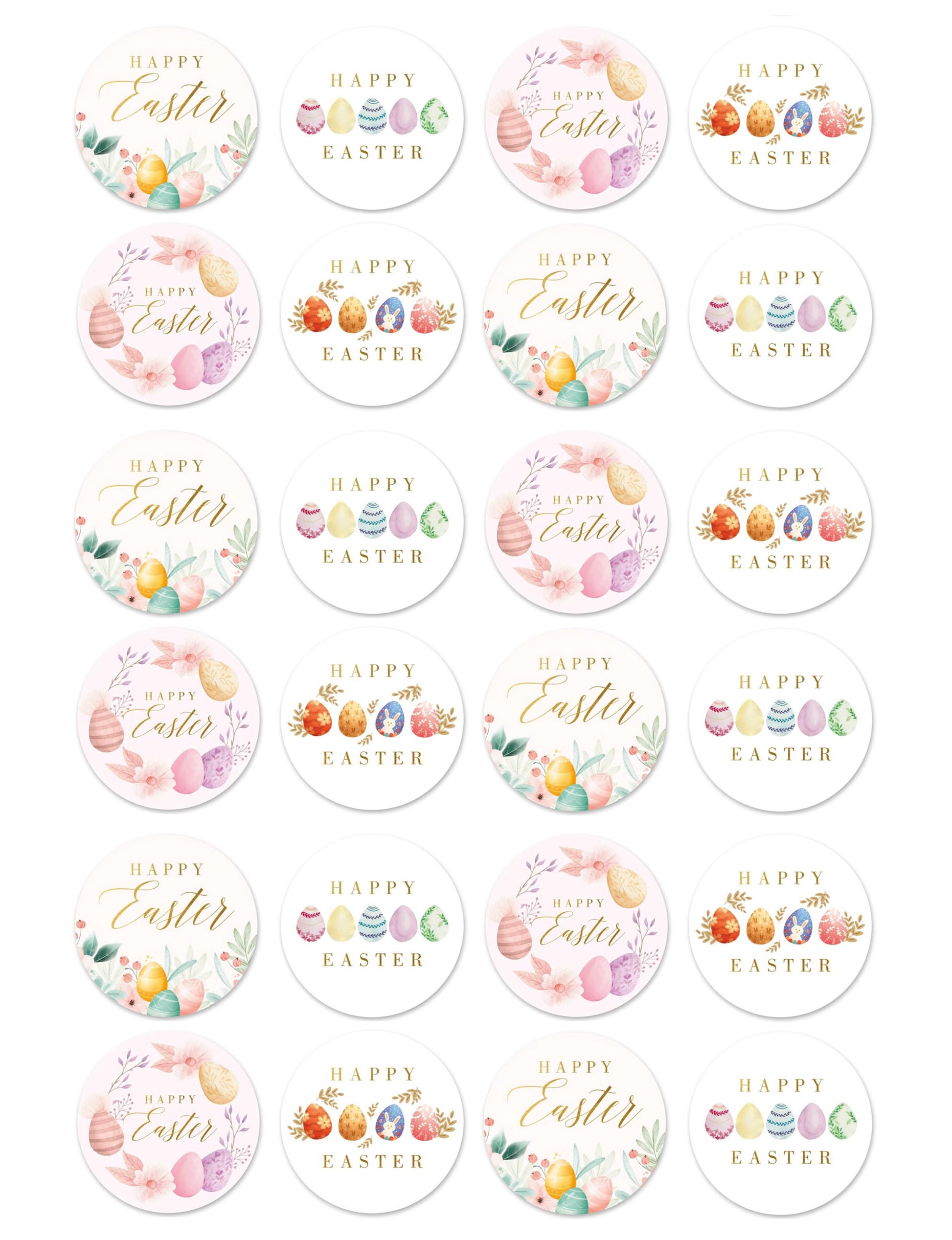 Edible Happy Easter wafer cupcake toppers 