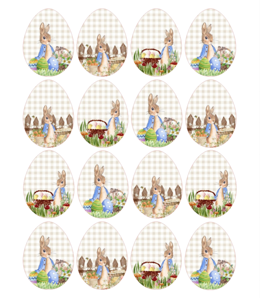 Edible Icing Vintage Peter Rabbit Picnic Easter eggs  cupcake toppers