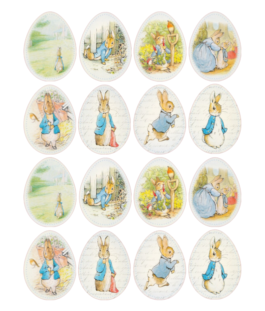 Edible Icing Vintage Peter Rabbit Garden Easter eggs  cupcake toppers 