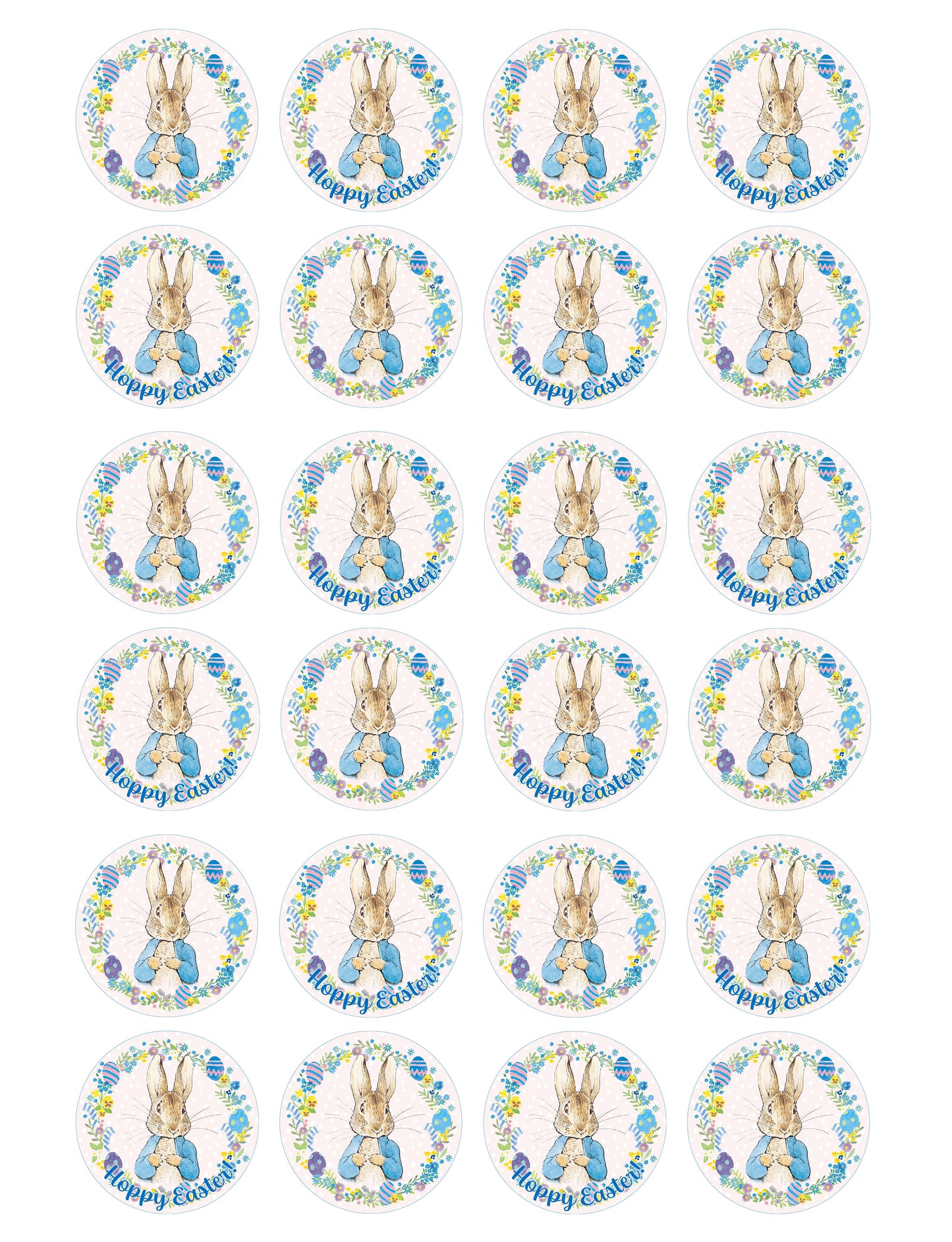 Easter themed Peter Rabbit Bunny  edible wafer icing cake toppers