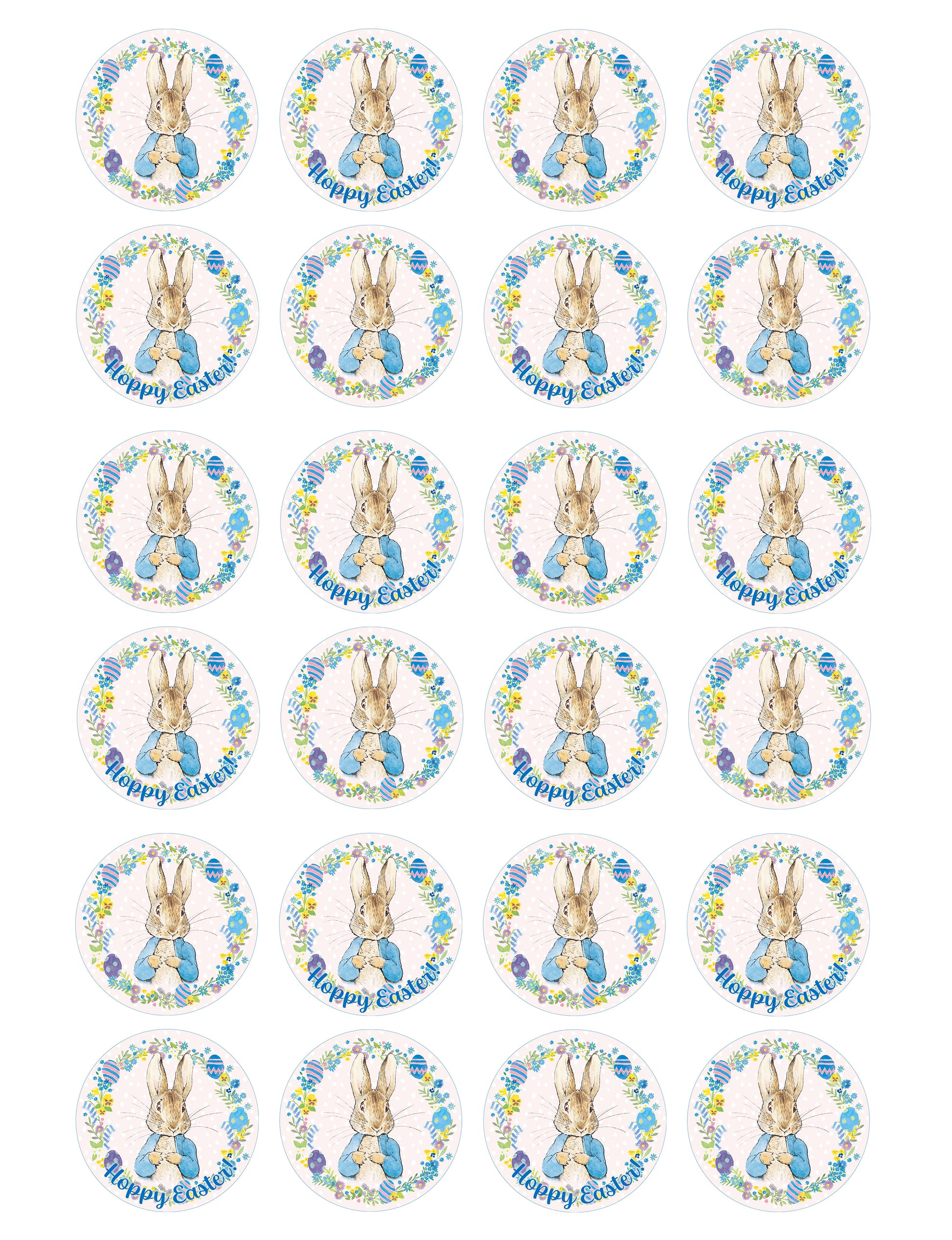 Easter themed Peter Rabbit Bunny  edible wafer icing cake toppers