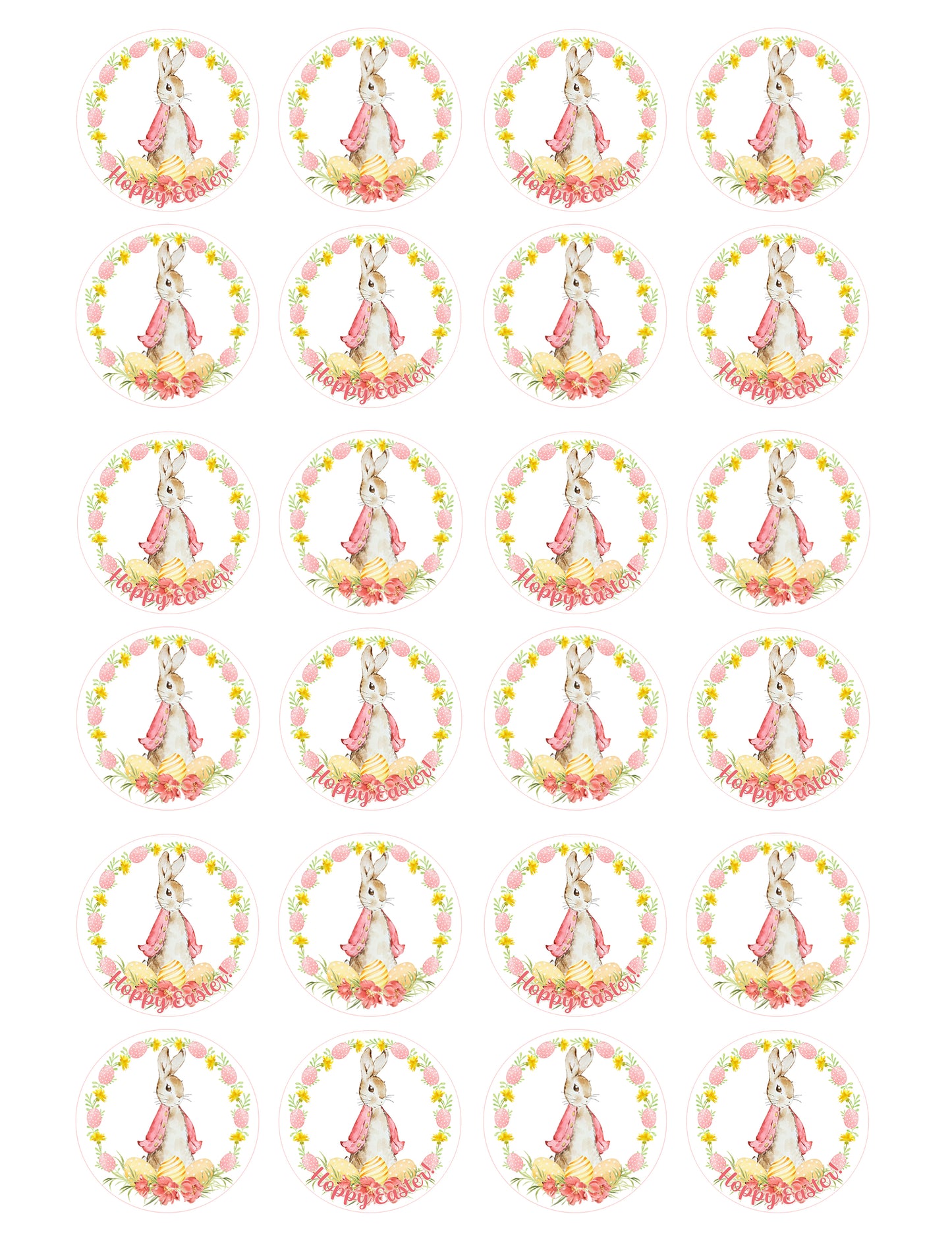 Peter Rabbit Easter Pink Cupcake & Cookie Toppers