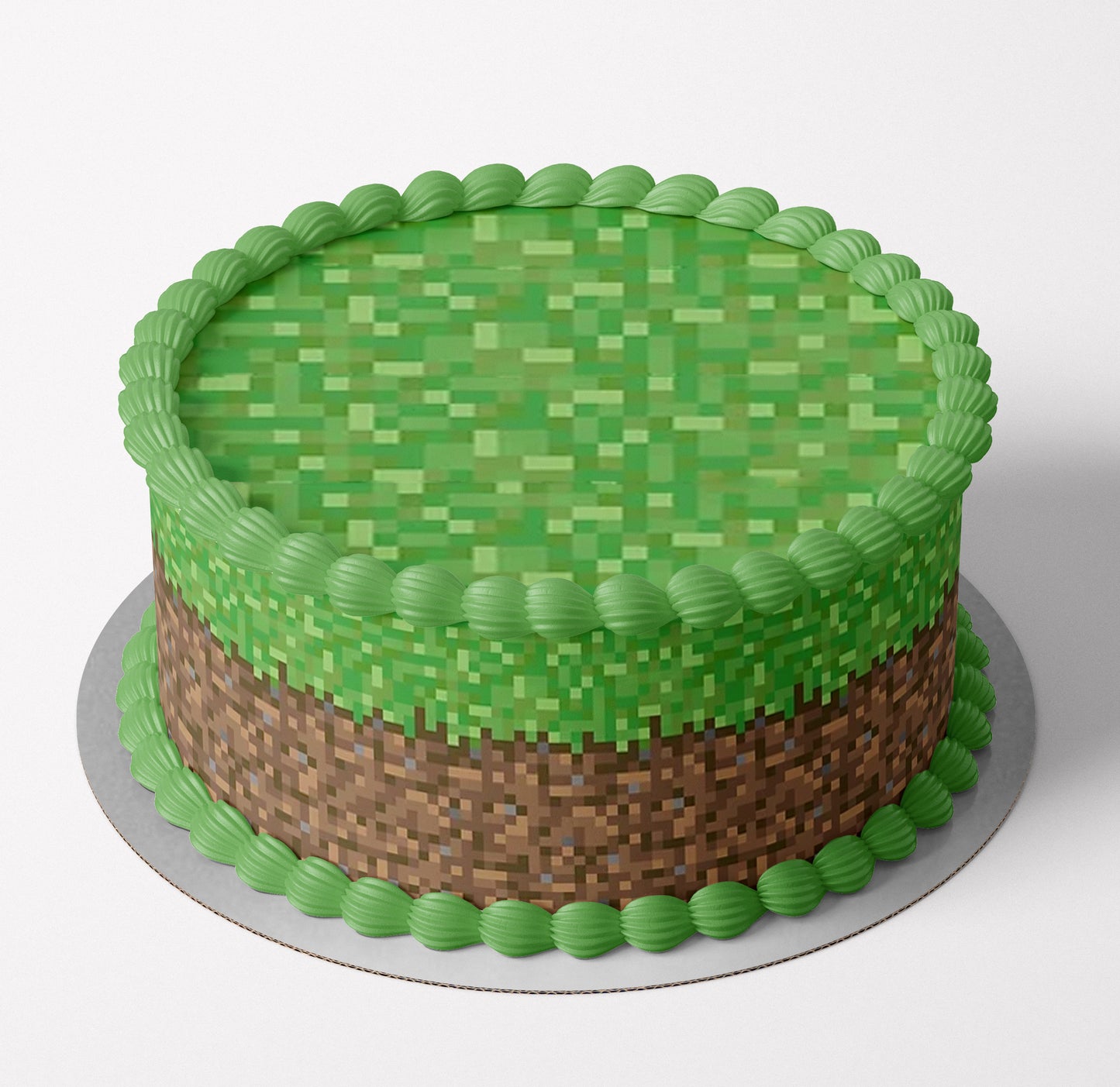 8-bit Pixel Grass Game Terrain Cake Topper