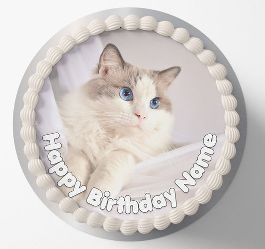 Cute Ragdoll cat kitten Edible wafer icing cake topper decoration gluten free