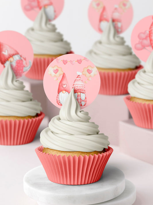 Valentines Gnomes Cupcake & Cookie Toppers