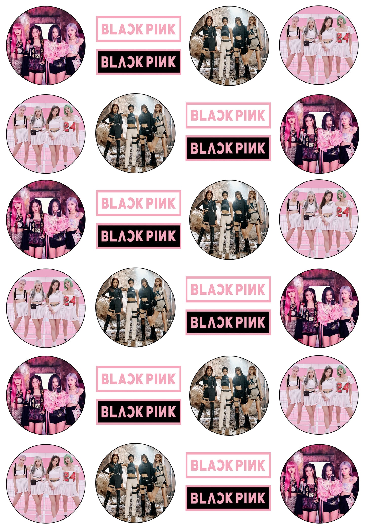 Black Pink Cupcake & Cookie Toppers