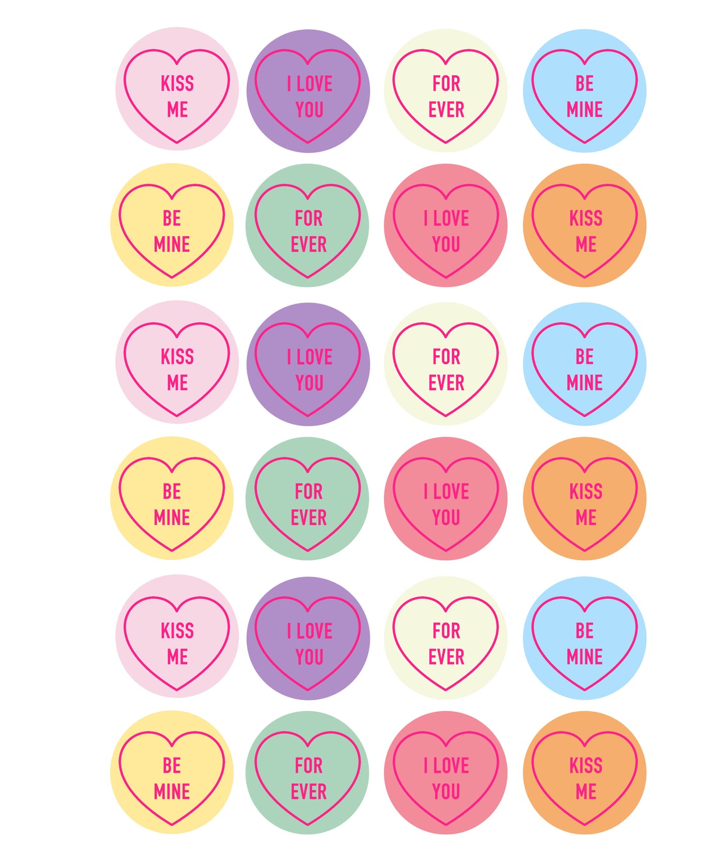 Candy Hearts Cupcake & Cookie Toppers