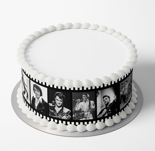 Elvis Presley edible icing or wafer cake wrap black and white photos