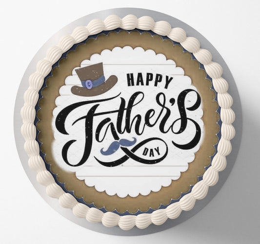 Fathers day moustache man edible cake topper wafer icing cake decorating
