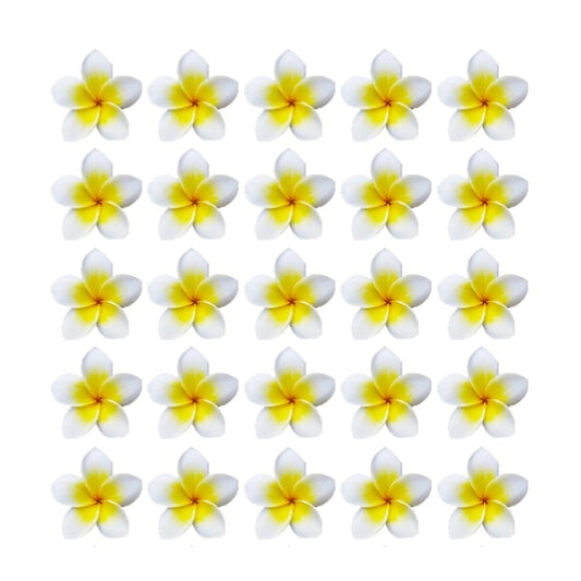Pretty tropical yellow Frangipani Flowers edible wafer or icing cake cupcake hawaii luau beach