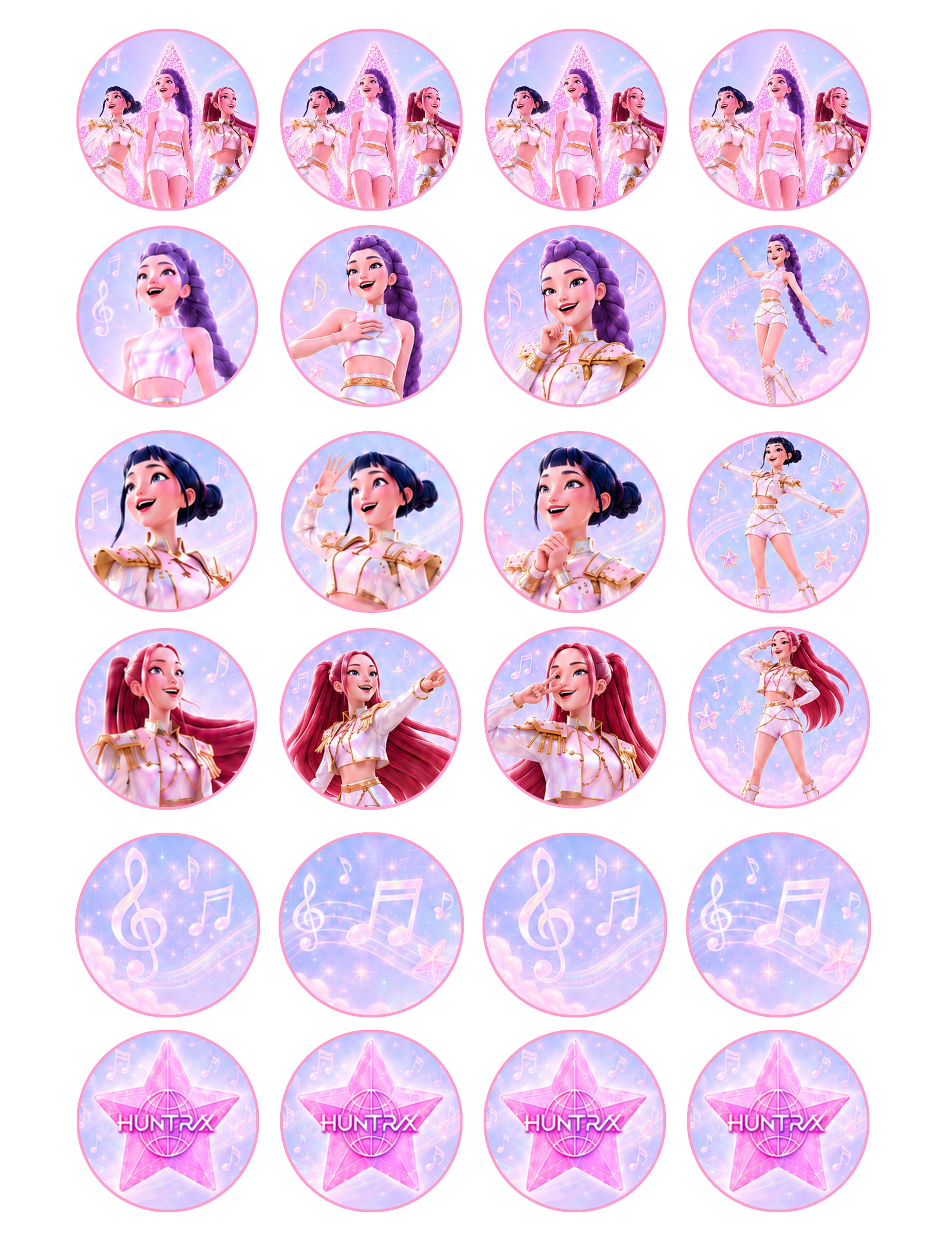 edible wafer icing cupcake toppers Kpop Demon Hunters HUNTRX Golden Girls Dreamy cloud Cake decorations