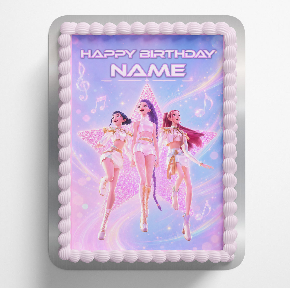 edible wafer icing Birthday cake topper rectangle Kpop Demon Hunters HUNTRX Golden Girls Dreamy cloud Cake decorations