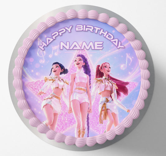 edible wafer icing Birthday cake topper round Kpop Demon Hunters HUNTRX Golden Girls Dreamy cloud Cake decorations
