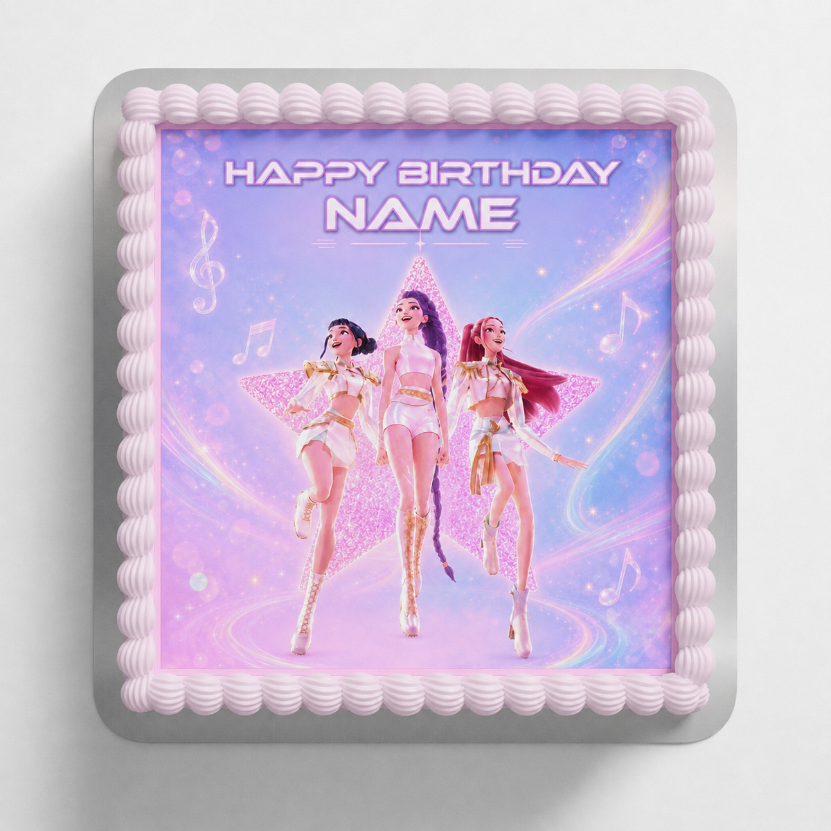 edible wafer icing Birthday cake topper square Kpop Demon Hunters HUNTRX Golden Girls Dreamy cloud Cake decorations