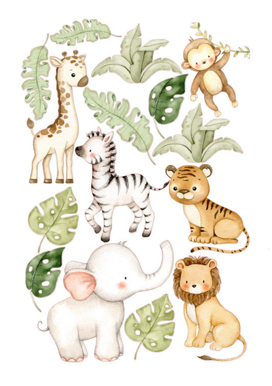 jungle safari baby animals edible icing wafer cake decorations birthday party