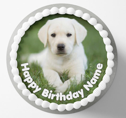 Cute labrador puppy edible cake topper wafer icing cake decorating