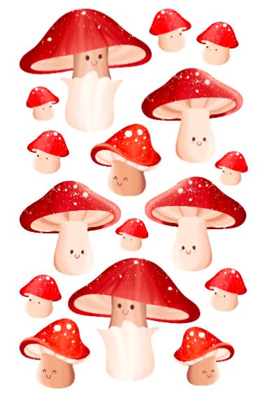 Edible wafer icing mushrooms magical cake decorations  cozy cute