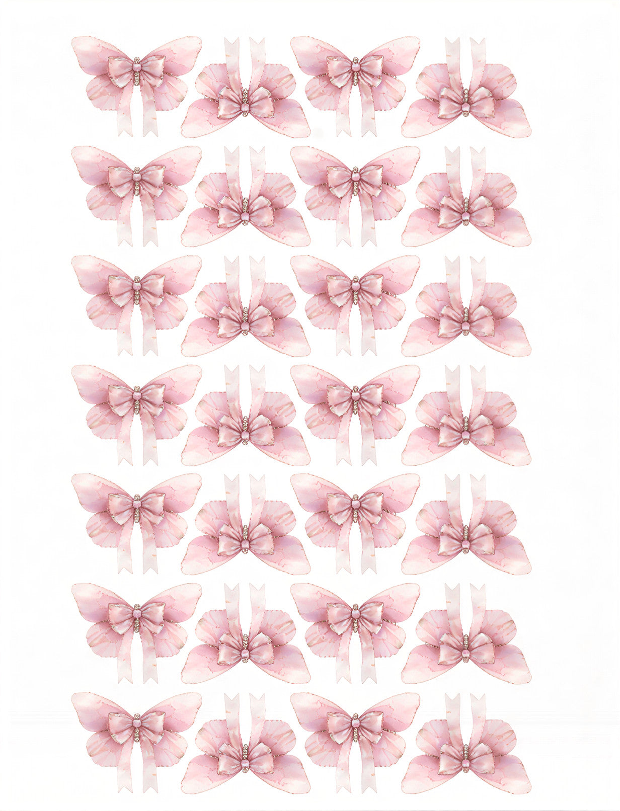 Pink Bow Wafer Butterflies