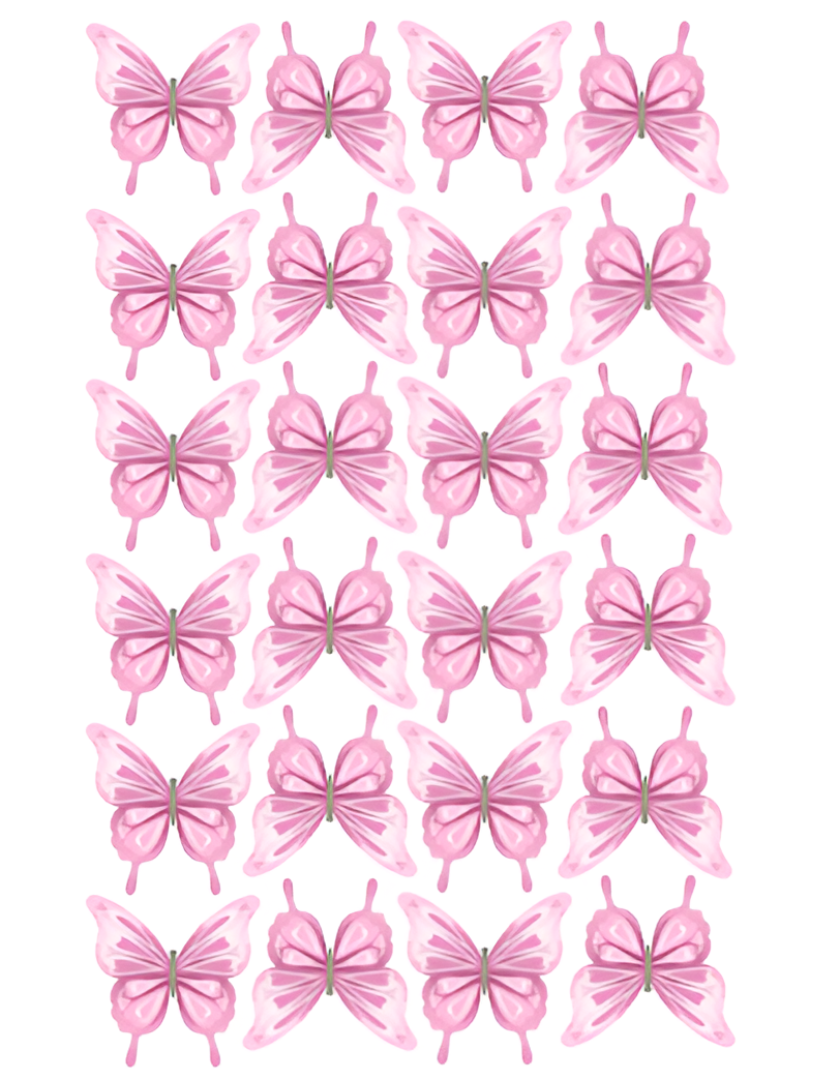 Pink Fantasy Heart Wafer Butterflies