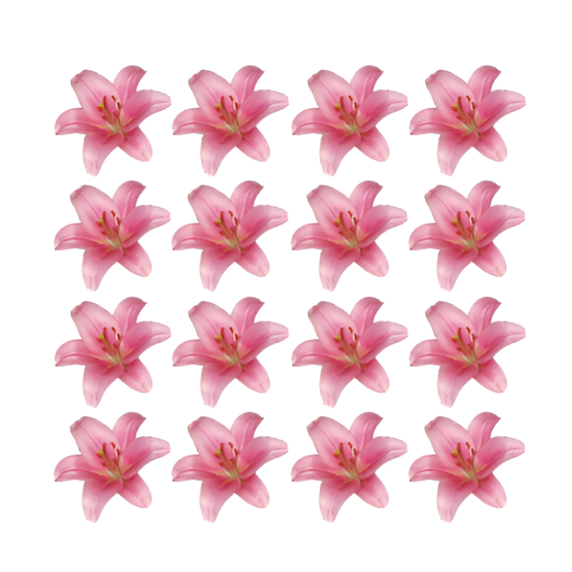 Pretty pink Lily Flowers edible wafer or icing cake cupcake 