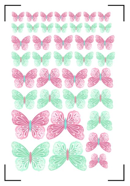 Pretty Pink & Mint Butterfliess