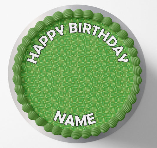 Minecraft Game Pixel Grass terrain edible cake topper wafer icing cake decorating